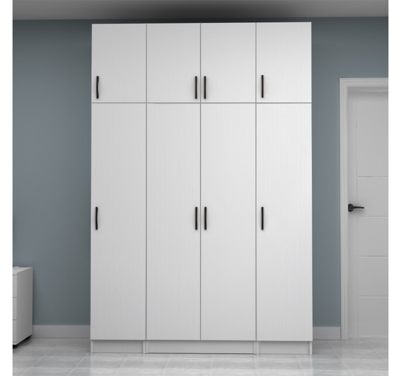 Ντουλάπα ρούχων Vivian Megapap τετράφυλλη με πατάρι χρώμα λευκό 160x51,8x240εκ.
