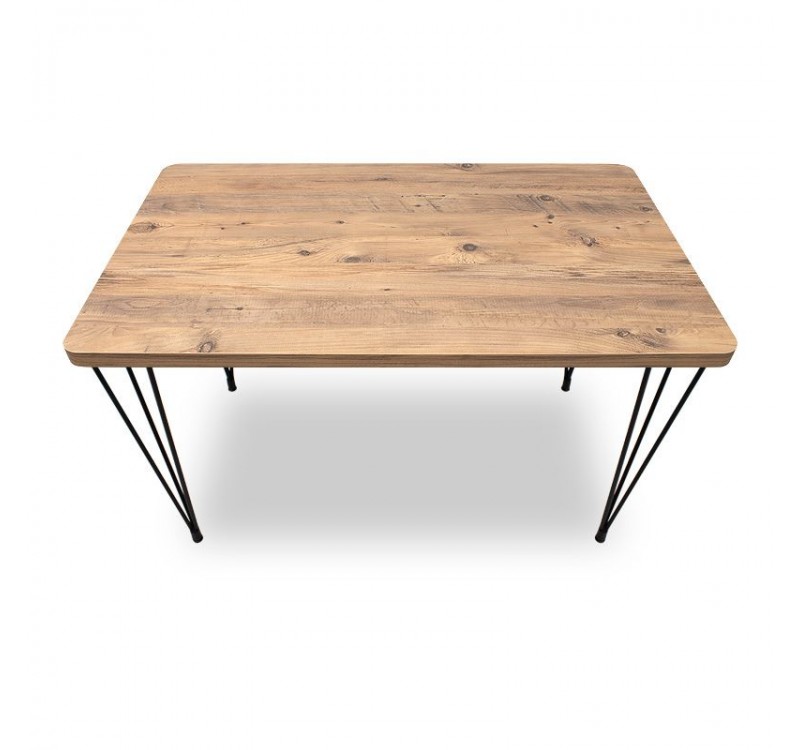 Σετ τραπεζαρία 5τμχ Roger - Christy Megapap Mdf - ύφασμα χρώμα ακακίας - ανοιχτό μπεζ 120x70x75εκ.