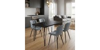 Σετ τραπεζαρία 5τμχ Roger - Chiara Megapap Mdf - ύφασμα χρώμα μαύρο εφέ μαρμάρου - γκρι 120x70x75εκ.