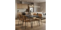 Σετ τραπεζαρία 5τμχ Roger - Kevin Megapap Mdf - ύφασμα χρώμα σκούρο γκρι σκυροδέματος - μουσταρδί 120x70x75εκ.