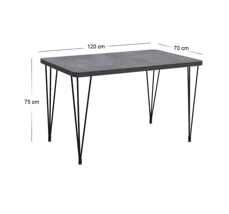 Σετ τραπεζαρία 5τμχ Roger - Kevin Megapap Mdf - ύφασμα χρώμα σκούρο γκρι σκυροδέματος - μουσταρδί 120x70x75εκ.