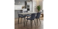 Σετ τραπεζαρία 5τμχ Roger - Chiara Megapap Mdf - ύφασμα χρώμα σκούρο γκρι σκυροδέματος - ανθρακί 120x70x75εκ.