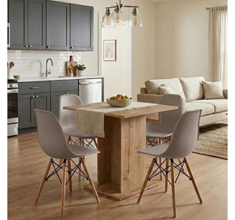 Σετ τραπεζαρία 5τμχ Allos - Nova Megapap χρώμα sapphire oak - cappuccino 75x75x77εκ.