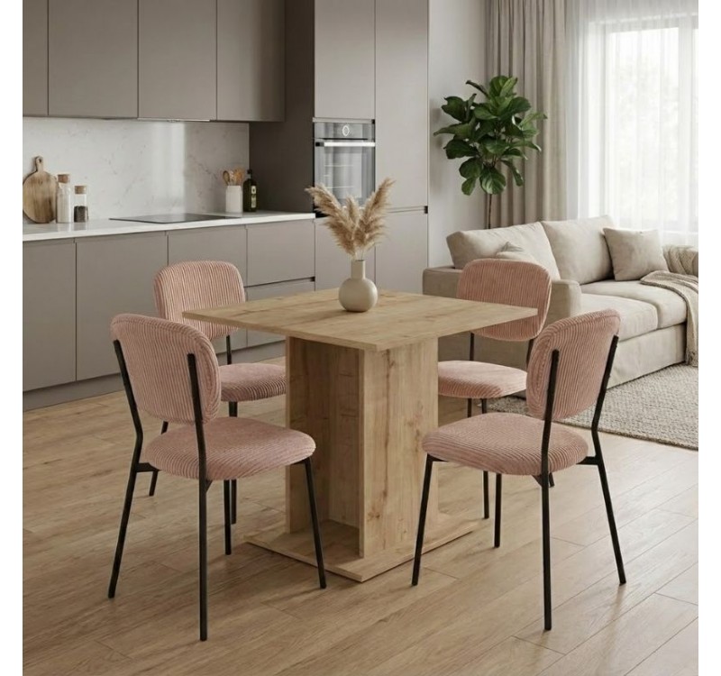 Σετ τραπεζαρία 5τμχ Allos - Kevin Megapap χρώμα sapphire oak - μόκα 75x75x77εκ.