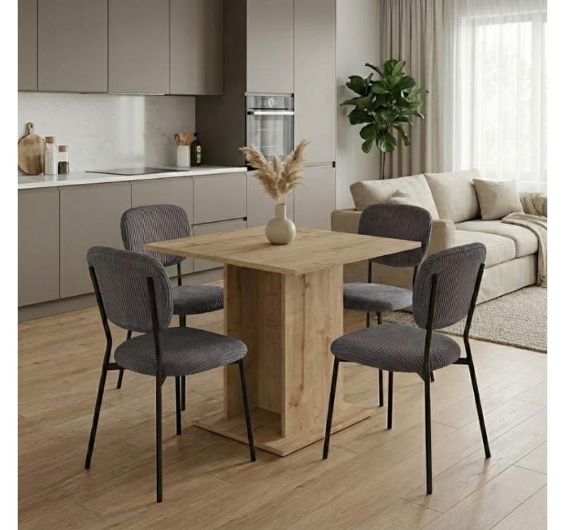 Σετ τραπεζαρία 5τμχ Allos - Kevin Megapap χρώμα sapphire oak - γκρι 75x75x77εκ.