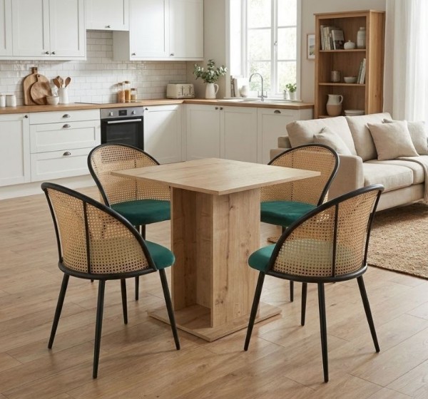 Σετ τραπεζαρία 5τμχ Allos - Jacob Megapap χρώμα sapphire oak - κυπαρισσί 75x75x77εκ.