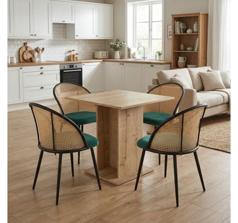 Σετ τραπεζαρία 5τμχ Allos - Jacob Megapap χρώμα sapphire oak - κυπαρισσί 75x75x77εκ.