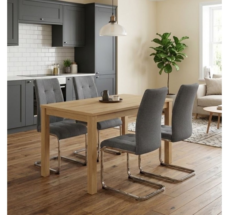 Σετ τραπεζαρία 5τμχ Darlen - Laura Megapap χρώμα sapphire oak - γκρι 125x72x74εκ.