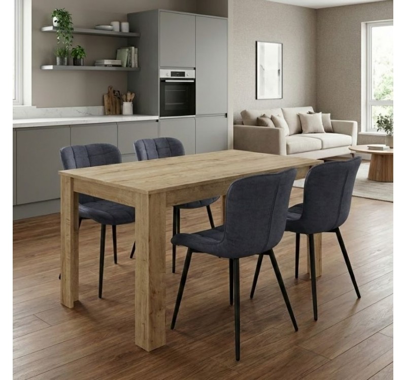 Σετ τραπεζαρία 5τμχ Darlen - Chiara Megapap χρώμα sapphire oak - ανθρακί 125x72x74εκ.