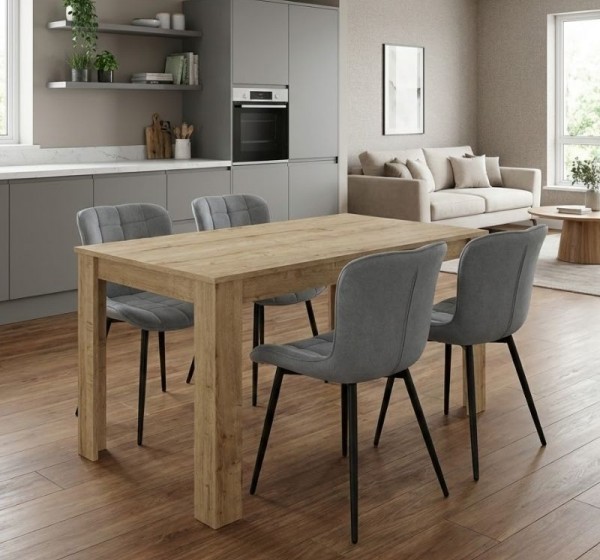 Σετ τραπεζαρία 5τμχ Darlen - Chiara Megapap χρώμα sapphire oak - γκρι 125x72x74εκ.
