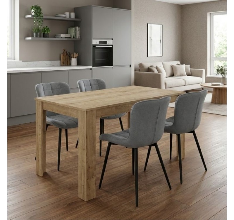 Σετ τραπεζαρία 5τμχ Darlen - Chiara Megapap χρώμα sapphire oak - γκρι 125x72x74εκ.