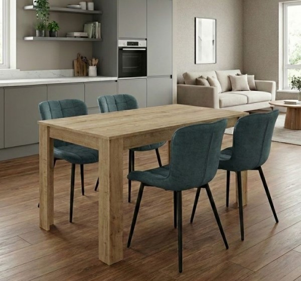 Σετ τραπεζαρία 5τμχ Darlen - Chiara Megapap χρώμα sapphire oak - πράσινο 125x72x74εκ.