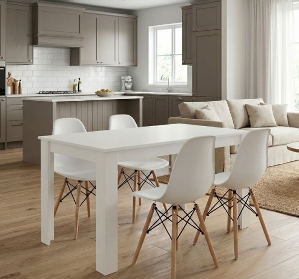 Σετ τραπεζαρία 5τμχ Darlen - Nova Megapap χρώμα λευκό 125x72x74εκ.