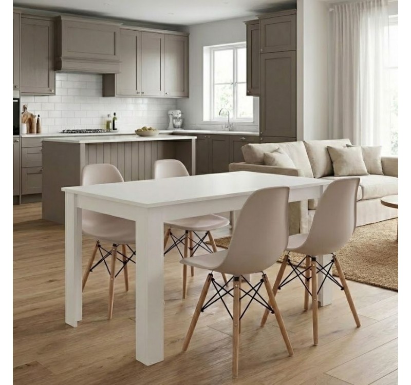 Σετ τραπεζαρία 5τμχ Darlen - Nova Megapap χρώμα λευκό - cappuccino 125x72x74εκ.