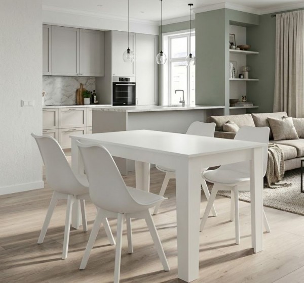 Σετ τραπεζαρία 5τμχ Darlen - Viva Megapap χρώμα λευκό 125x72x74εκ.