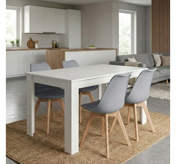 Σετ τραπεζαρία 5τμχ Darlen - Viva Megapap χρώμα λευκό - γκρι 125x72x74εκ.