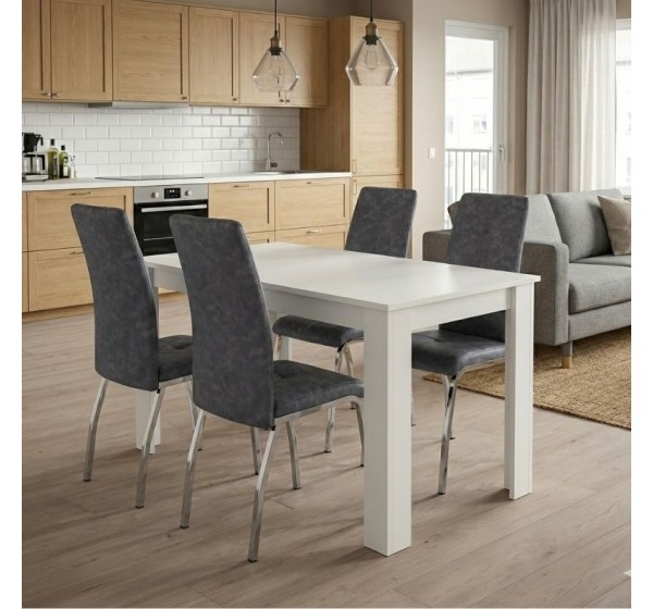Σετ τραπεζαρία 5τμχ Darlen - Alma Megapap χρώμα λευκό - γκρι 125x72x74εκ.