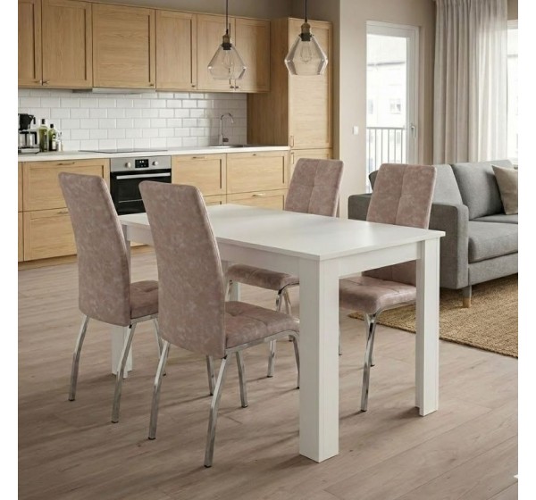 Σετ τραπεζαρία 5τμχ Darlen - Alma Megapap χρώμα λευκό - μπεζ 125x72x74εκ.