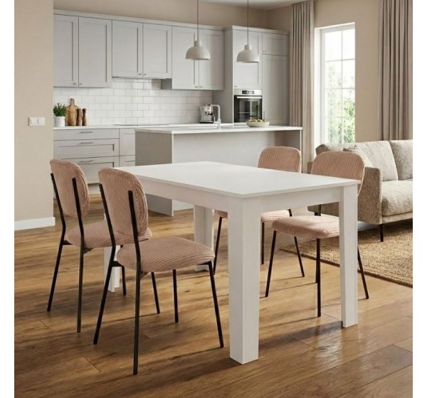Σετ τραπεζαρία 5τμχ Darlen - Kevin Megapap χρώμα λευκό - μόκα 125x72x74εκ.