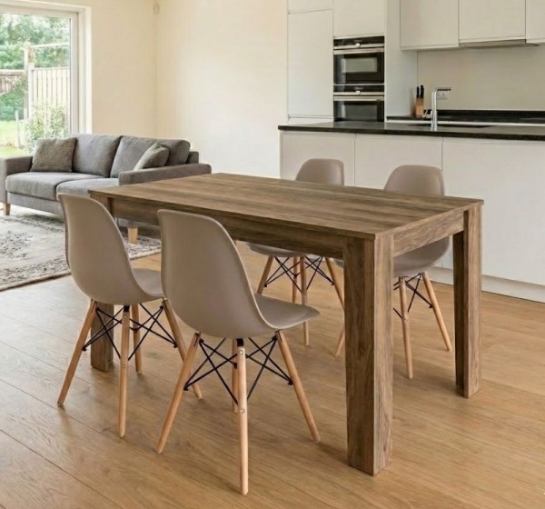 Σετ τραπεζαρία 5τμχ Darlen - Nova Megapap χρώμα καρυδί - cappuccino 125x72x74εκ.