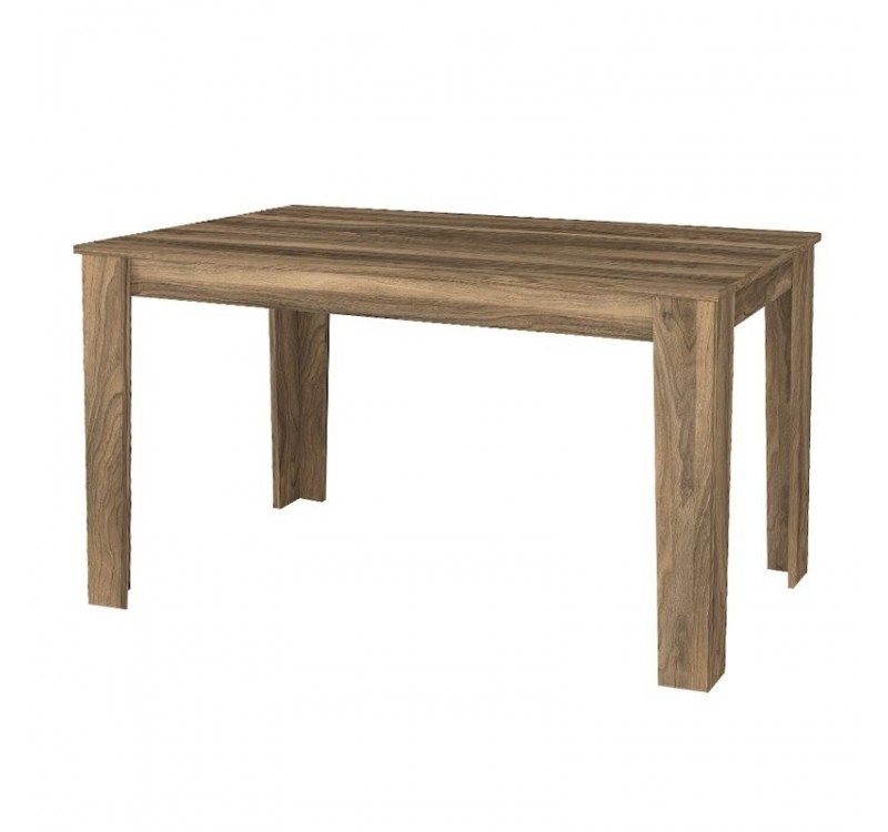 Σετ τραπεζαρία 5τμχ Darlen - Rosa Megapap χρώμα καρυδί - καφέ/χρωμίου πόδι 125x72x74εκ.