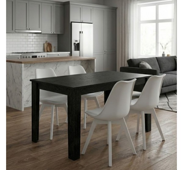 Σετ τραπεζαρία 5τμχ Darlen - Viva Megapap χρώμα sencron black - λευκό 125x72x74εκ.