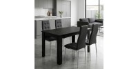 Σετ τραπεζαρία 5τμχ Darlen - Rosa Megapap χρώμα sencron black - μαύρο/χρωμίου πόδι 125x72x74εκ.