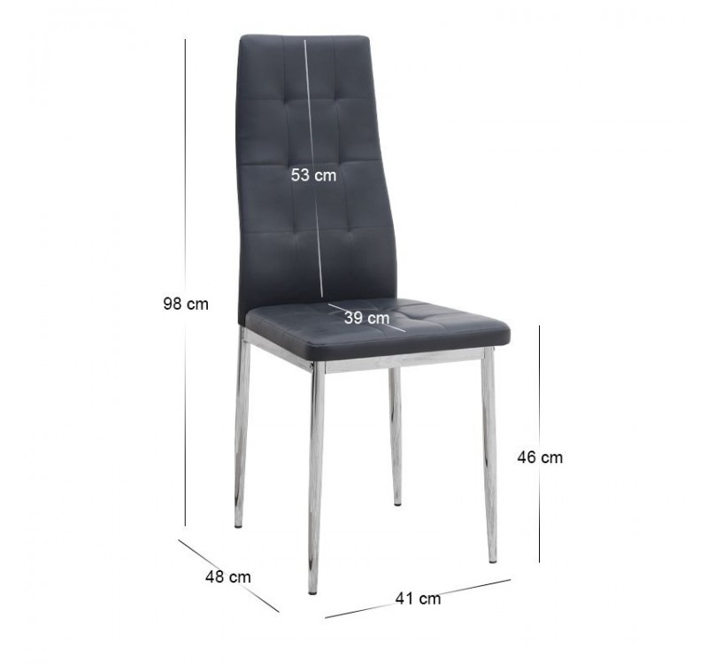 Σετ τραπεζαρία 5τμχ Darlen - Rosa Megapap χρώμα sencron black - μαύρο/χρωμίου πόδι 125x72x74εκ.