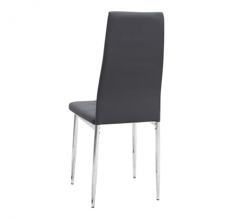 Σετ τραπεζαρία 5τμχ Darlen - Rosa Megapap χρώμα sencron black - γκρι/χρωμίου πόδι 125x72x74εκ.