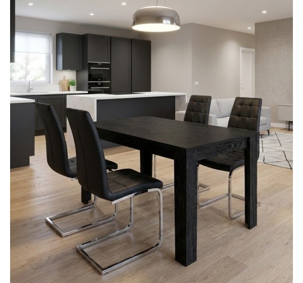 Σετ τραπεζαρία 5τμχ Darlen - Vela Megapap χρώμα sencron black - μαύρο 125x72x74εκ.