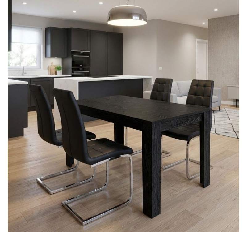 Σετ τραπεζαρία 5τμχ Darlen - Vela Megapap χρώμα sencron black - μαύρο 125x72x74εκ.