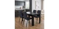 Σετ τραπεζαρία 5τμχ Darlen - Fina Megapap χρώμα sencron black - ανθρακί 125x72x74εκ.