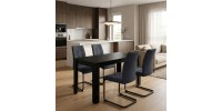 Σετ τραπεζαρία 5τμχ Darlen - Laura Megapap χρώμα sencron black - ανθρακί 125x72x74εκ.