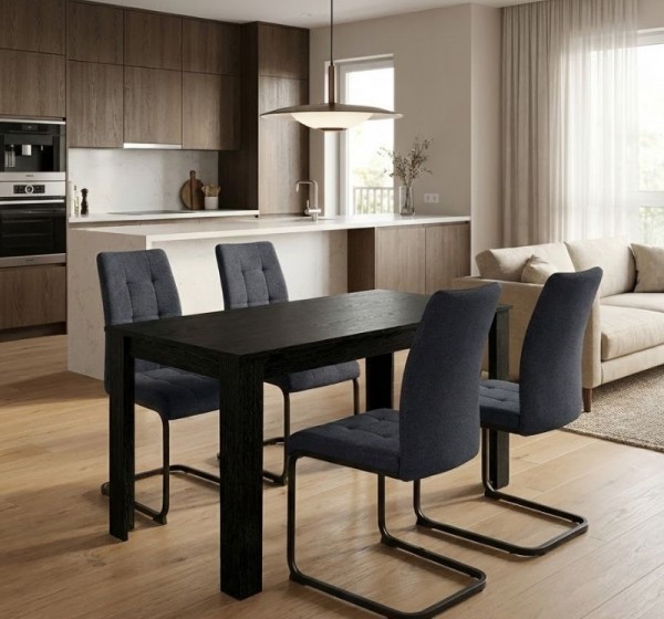 Σετ τραπεζαρία 5τμχ Darlen - Laura Megapap χρώμα sencron black - ανθρακί 125x72x74εκ.