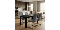 Σετ τραπεζαρία 5τμχ Darlen - Laura Megapap χρώμα sencron black - γκρι 125x72x74εκ.
