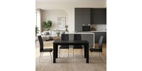 Σετ τραπεζαρία 5τμχ Darlen - Alma Megapap χρώμα sencron black - μαύρο 125x72x74εκ.
