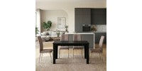 Σετ τραπεζαρία 5τμχ Darlen - Alma Megapap χρώμα sencron black - μπεζ 125x72x74εκ.