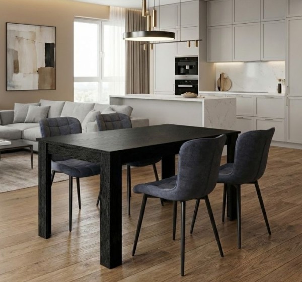 Σετ τραπεζαρία 5τμχ Darlen - Chiara Megapap χρώμα sencron black - ανθρακί 125x72x74εκ.