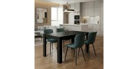 Σετ τραπεζαρία 5τμχ Darlen - Chiara Megapap χρώμα sencron black - πράσινο 125x72x74εκ.