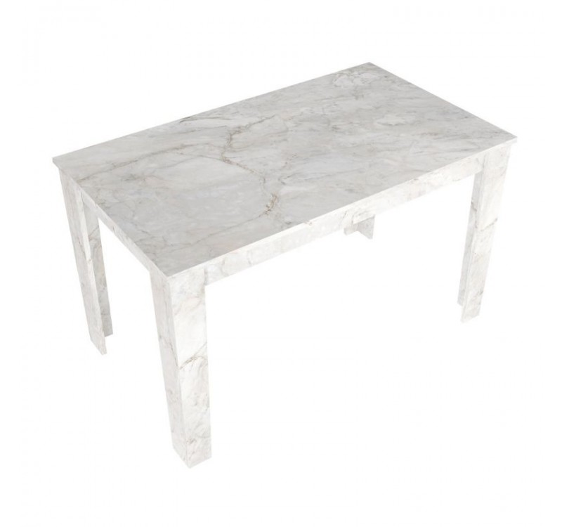 Σετ τραπεζαρία 5τμχ Darlen - Rosa Megapap χρώμα λευκό εφέ μαρμάρου - γκρι/χρωμίου πόδι 125x72x74εκ.