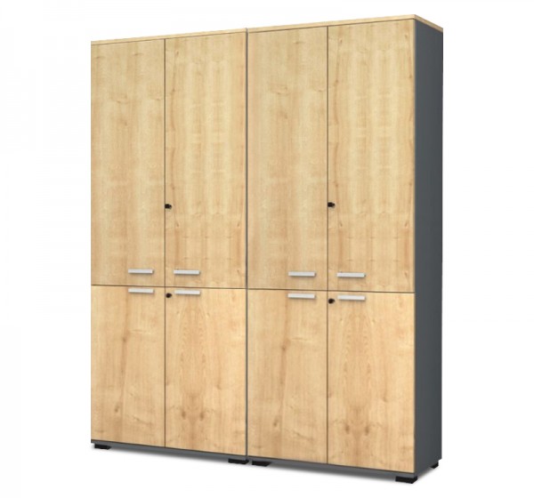 Ντουλάπα γραφείου με κλειδαριά επαγγελματική Venturo Megapap χρώμα ανθρακί - φυσικό οξιάς 160x40x200εκ.