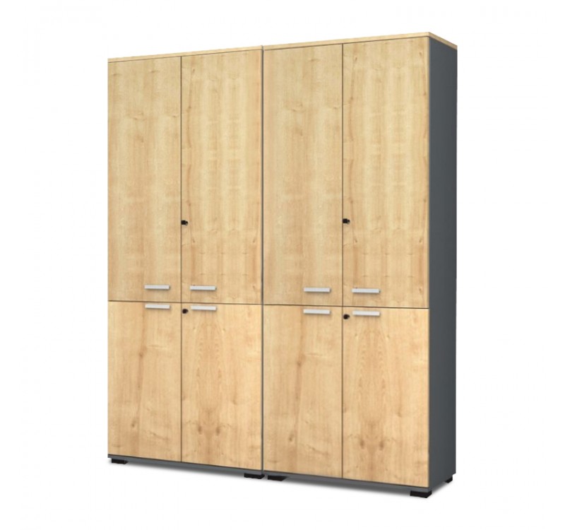 Ντουλάπα γραφείου με κλειδαριά επαγγελματική Venturo Megapap χρώμα ανθρακί - φυσικό οξιάς 160x40x200εκ.