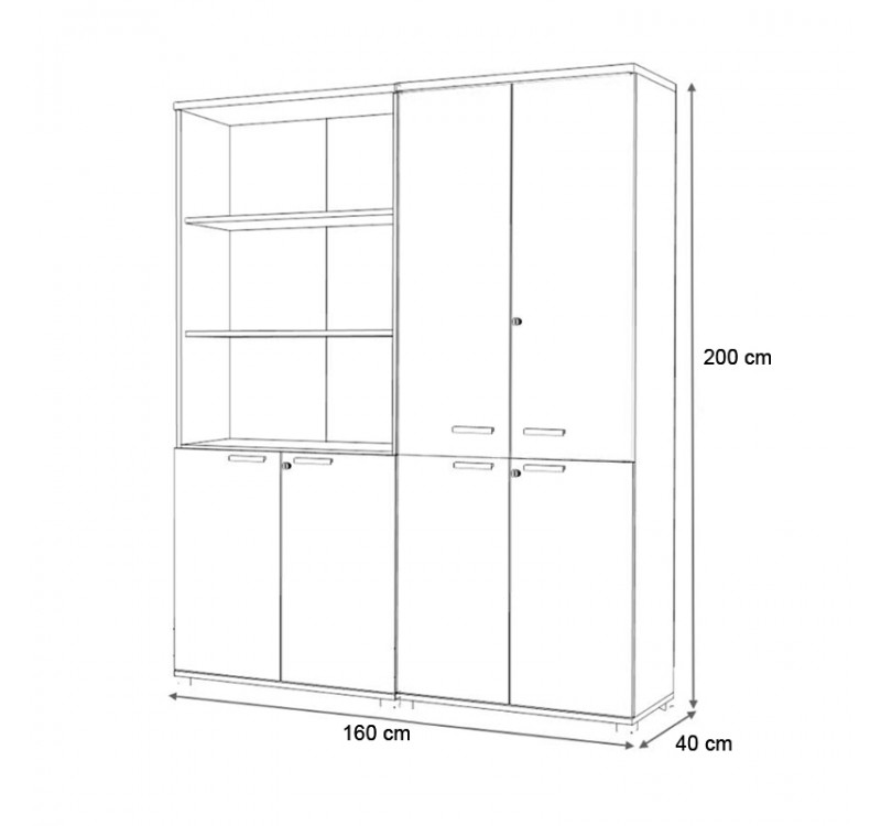 Ντουλάπα γραφείου με κλειδαριά επαγγελματική Venturo Megapap χρώμα ανθρακί - φυσικό οξιάς 160x40x200εκ.