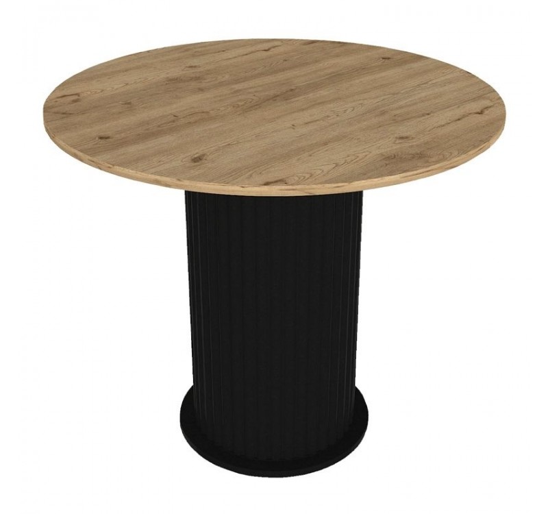 Σετ τραπεζαρία 5τμχ Bohema - Nova Megapap χρώμα μαύρο/sepet oak - λευκό Ø90x77,7εκ.