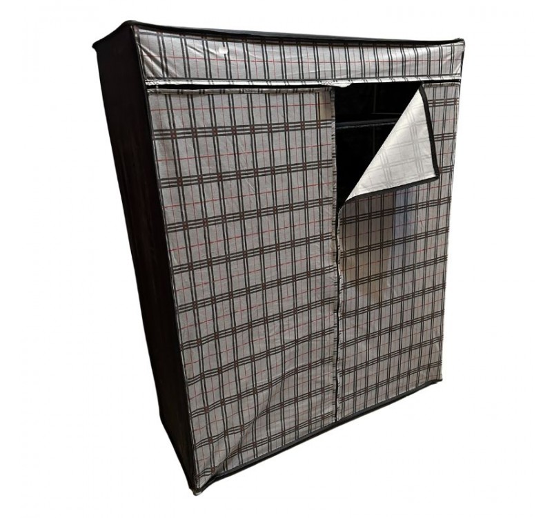 Ντουλάπα Perilla υφασμάτινη με φερμουάρ χρώμα γκρι 117x48x145εκ.