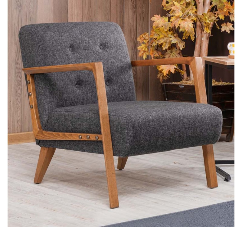 Πολυθρόνα Kemer Megapap υφασμάτινη χρώμα ανθρακί 67x76x78εκ.