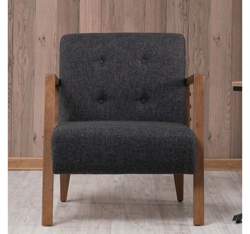 Πολυθρόνα Kemer Megapap υφασμάτινη χρώμα ανθρακί 67x76x78εκ.