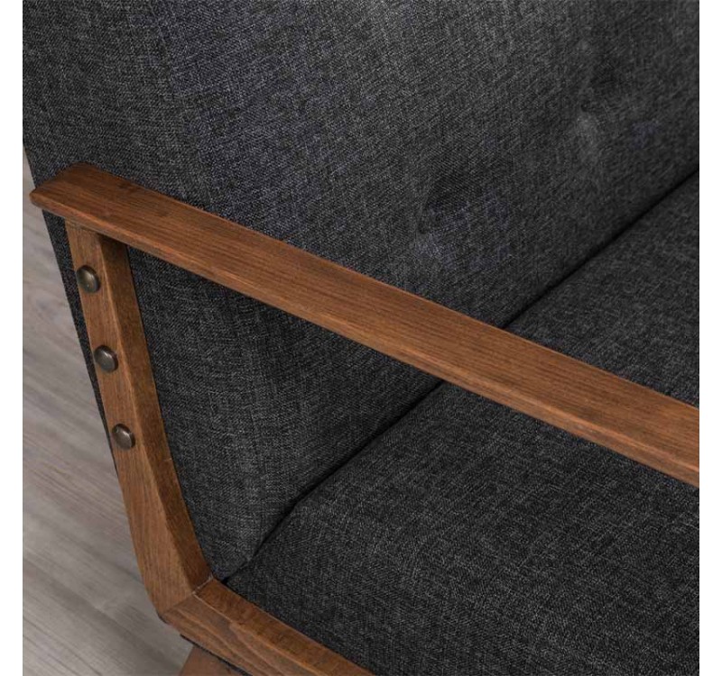 Πολυθρόνα Kemer Megapap υφασμάτινη χρώμα ανθρακί 67x76x78εκ.