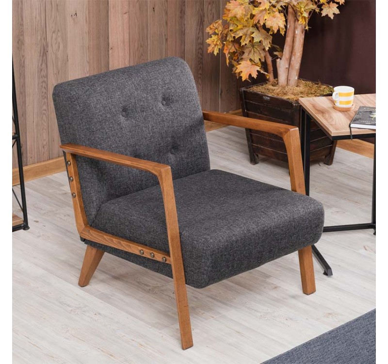 Πολυθρόνα Kemer Megapap υφασμάτινη χρώμα ανθρακί 67x76x78εκ.