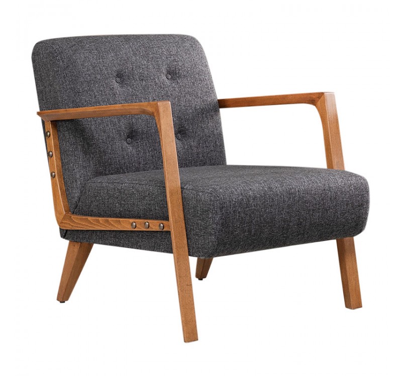 Πολυθρόνα Kemer Megapap υφασμάτινη χρώμα ανθρακί 67x76x78εκ.